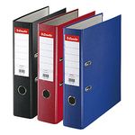 Esselte, Pack 3 A4 Lever Arch File, 550 Sheets Capacity, PP, Plastic Cover, Red, Blue and Black File Folders, 628327