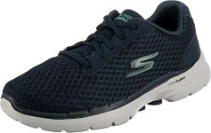 Skechers Women's GO Walk 6 Iconic Vision Sneaker, Navy Textile/Turquoise Trim, 7 UK