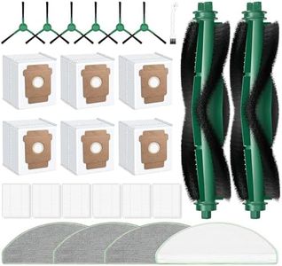 25 Pack Roomba Replacement Parts for iRobot 104 / Roomba 105 Combo / 105 Vac / Q052 Robot Vacuum & Mop, 2 Bristle Brush, 6 Edge-Sweeping, 6 Filters, 6 Dust Bags, 4 Mop Pads, 1 Cleaning Brush
