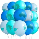 BLUE PANDA 50 Pack Globe Balloons for Earth Day Decorations, Classroom Events, Around the World Party Supplies (12 In) - World Globe Balloons - World Map Balloons - Earth Balloons Latex