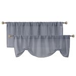 Home Queen Burlap Tie Up Curtain Valances, Adjustable Rod Pocket Farmhouse Drapes Topper for Camper RV and Basement Window, 2 Pack, 54 Inches Wide X 20 Inches Long, Grey