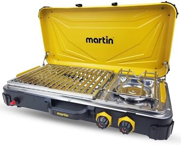 Martin MCS500 Camp Stove & Grill Combo - 33,000 BTU Portable Camping Stove, Propane Gas Burner and BBQ for Outdoor Cooking, Camp Kitchen, Cottage and Cabin, Hunting, Tailgating