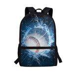 Showudesigns Water Baseball School Backpack for Boys 8-12 Kids Book Bag Middle Elementary School Bags With Side Pockets Teen Schoolbag Student Book Bag 3rd 4th 5th 6th Grade Daypack