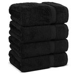 Chakir Turkish Linens 100% Cotton Premium Turkish Towels for Bathroom | 16'' x 30'' (4-Piece Hand Towel, Black)