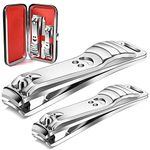 longzon Nail Clippers, 2 Pack Nail Clipper Set Stainless Steel Nail Cutter Fingernails Toenails Thick Nails Kit for Men&Women