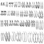 36 Pairs Gold Hoop Earrings Set for Women Girls Multipack, Hypoallergenic Chunky Chain Twisted Hoop Earrings Pack, Fashion Dangle Earrings Jewelry for Gift (B-36Pairs Silver)