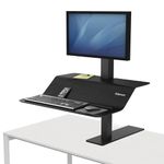 Fellowes Lotus VE Height Adjustable Standing Desk Converter - Single Monitor Sit Stand Desk with Smooth Lift Technology - Max Weight 11.4KG - Black
