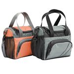 FATMUG Lunch Bags for Office Men Women-Insulated Tiffin Bag with Zip-Set of 2(Orange, Grey)