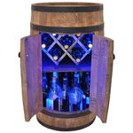 Barrel Bar with Door and Wine Holder RGB LED Lighting - Wine Rack Home Bar Wine Rack 80 cm Rustic Decorative Bar Cabinet Wine Stand Draught Beer Whisky Wine Beer Bar Bottle Stand - Wooden Barrel