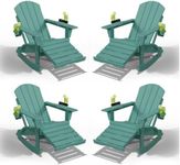 AreShark 4-in-1 Folding Adirondack Rocker with Ottoman, Set of 4, Aruba