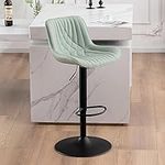 YOUTASTE Sage Green Bar Stool Set of 1 Single Adjustable Barstool Luxury Upholstered Modern Bar Chair Faux Leather Counter Height Bar Stools Swivel Barstools with Back for Home Kitchen Island