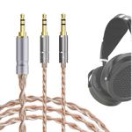 Geekria Apollo Copper Silver Braid Upgrade Audio Cable Compatible with HIFIMAN SUSVARA Unveiled SUNDARA Ananda Arya HE4XX, 3.5mm (1/8'') to Dual 3.5mm Male Replacement Headphones Cord (4.9ft/1.5m)