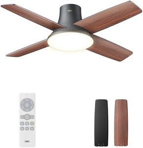 Dreo Ceiling Fans with Lights and Remote, 44 inch Low Profile Black Ceiling Fan, Reversible, 5CCT, 6-Level Dimmable, 6 Speeds Bedroom Ceiling Fan, Quiet, Easy to Install, Timer, Flush Mount