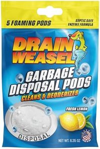 Drain Weasel Garbage Disposal Pods Cleaner and Deodorizer, Sink Odor Eliminator with Foaming Action, Septic-Safe Enzyme Formula, Fresh Lemon Scent, Pack of 5