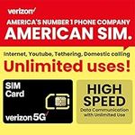 (60 Days) USA Verizon Prepaid SIM Card | Unlimited High-Speed 5G Data in The US | Unlimited Calls/Texts