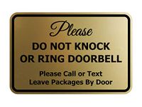 Signs ByLITA Classic Framed DO NOT Knock OR Ring DOORBELL (Brushed Gold) - Medium