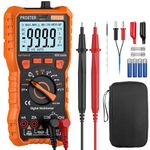 Proster Multimeter TRMS 6000 Counts Auto Manual Range Multimeter Tester with DC/AC Voltage DC/AC Current NCV Detector Temperature Capacitance Resistance Diode Continuity Tester with Cloth Bag