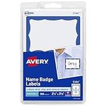 Avery Name Tags, White with Blue Bo