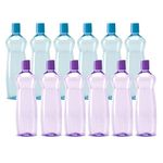 MILTON Pacific 1000 Pet Water Bottles, 1 Litre Each, Set of 12, Purple and Sky Blue | BPA Free | Leak Proof | Office Bottle | Gym Bottle | Home | Kitchen | Travel Bottle | Hiking | Treking | Reusable