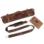 leather castle Full Grain Leather Chef Knife Roll | Large Capacity Portable Knife Storage | Premium Leather Chef Roll | 10 Slots for Knives & Accessories | Durable & Stylish Brown Chef Bag (Tan)