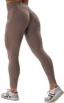 JOYSPELS Butt Lifting Gym Leggings for Women - Seamless Ruched Scrunch Bums Leggings Workout Running Activewear Sports Womens Yoga Pants Mocha Brown XL