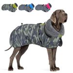 SlowTon Dog Winter Jacket for Large Dogs - Waterproof Warm Dog Coat Snowsuit with Thick Fleece & Turtleneck, Reflective Adjustable Dog Cold Weather Coats Raincoat for Medium Large Breed (Green, 3XL)