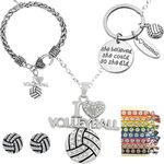 MEANT2TOBE Volleyball&Softball Girl Necklace, Volleyball Girl Gifts Set, Volleyball Girl Necklace