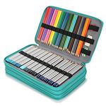 BSTKEY PU Pencil Case Students Pen Wrap for Colored Pencils - Large Capacity 300 Pencil Holder Pouch Storage Bag Stationery Organizer, Green (No Pencils)