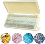 50 Microscope Slides with Specimens for Kids, Prepared Microscope Slides with Plants Animals Insects, Microscope Slides for Adults Kids Students Homeschool Use