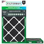 Filterbuy 16x24x1 Air Filter MERV 8 Odor Eliminator (2-Pack), Pleated HVAC AC Furnace Air Filters Replacement with Activated Carbon (Actual Size: 15.38 x 23.38 x 0.75 Inches)