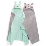 WODHOY Hooded Towels for Baby Toddler Kids 0-5 Years, 2-Pack Thick Toddler Bath Towels for Boys and Girls, 50'' x 32'' Absorbent Baby Bath Towel, Soft Kids Bath Towels Baby Hooded Towels (Grey+Green)…