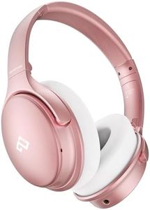 Rose Gold Active Noise Cancelling Headphones with Microphone，INFURTURE Wireless Over Ear Bluetooth Headphones, Deep Bass, Memory Foam Ear Cups, Quick Charge 40H Playtime, for TV, Travel, Home Office