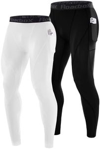 Roadbox Mens Compression Pants with Pockets, 1 or 2 Pack Athletic Running Leggings Baselayer, Lightweight Tights for Gym Basketball Yoga Cycling
