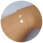 Cross Bracelet for Women, Christian Gifts for Women Dainty Gold Initial Bracelets for Teen Girls Easter Basket Stuffers for Teens Religious Baptism Religious Confirmation Communion Faith Jewelry…,