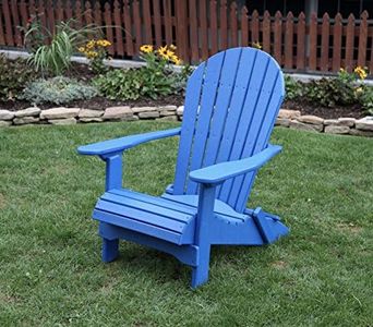 Blue-Poly Lumber Folding Adirondack Chair with Rolled Seating Heavy Duty Everlasting Lifetime PolyTuf HDPE - Made in USA - Amish Crafted