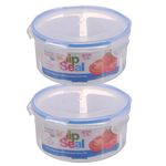 HOMESHOPA Plastic Airtight Food Storage Container, 1.5 Litre 2 Pack Round Leakproof Stackable Container with Clip-Lock Lid, BPA Free Reusable Meal Prep Lunch Box, Microwave Freezer & Dishwasher Safe