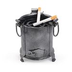 BOGEN LITE Angeethi BBQ Style Metal Ashtray | Cigarette Ashtray || Tabletop Ashtray || Cigar Rest for Indoor Outdoor || Handcrafted for Home Office (15 cm x 13 cm x 12 cm) (Black)