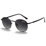 grey jack Polarized Round Sunglasses Metal Frame Eyewear for Men Women 2397 Black Frame Double Black Lens