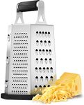 Cheese Greater & Shredder Steel 6 Sided Box Grater Large Grating Surface with 6 Razor Sharp Blades Bottom Perfect to Slice,Vegetables, Cheeses & Many More (6 Side Grater) (6 Side Grater)