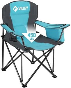 VILLEY Camping Chair, Oversized Folding Camp Chair, Portable Outdoor Chairs Support 450 LBS with Padded Seats, Cooler Bag, Cup Holder, Carry Bag, Blue