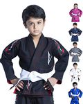 Vector Kids Brazilian Jiu Jitsu BJJ Gi with Free White Belt 100% Cotton Pearl Weave Kimono Ultra Lightweight Preshrunk Fabric (Black, K2)