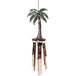 Wowser Palm Tree Windchime with Bamboo Tubed Wooden Chimes, Outdoor Garden or Patio Décor, Beach House Decoration, for Any Occasion, 37 Inches