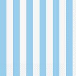 Unique Party 37982 - 6.5" Baby Blue Striped Paper Napkins, Pack of 16