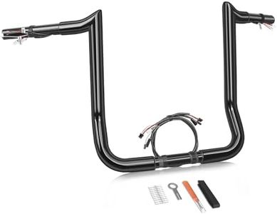 Eumti 16" Rise Pre-Wired Ape Hangers Handlebars 1 1/4" Fat 1" Clamp Meathook Monkey Bar Gloss Black Fit for Harley Touring Miter Cut 2013 Cvo 2016-2023 Street Glide Electra Glide Ultra Limited