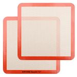 Square Silicone Baking Mats for 12 Inch Cake Pan/12x12 Cheesecake Pan/Toaster Oven/XL Air Fryer, 11.75"Square Food Grade Silicone Mat for Baking Sheet for Cake/Pastry/Torte/Pie, Non-Stick&Reusable2PCS