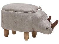 Beliani Modern Faux Leather Stool Upholstery Storage Solid Wood Animal Light Grey Rhino