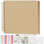 Artmag DIY Scrapbook Album 10 x 10 Inch Hardcover Kraft Blank Paper Scrap Book with 20 Sheets Memory Book for Family Wedding Photography Anniversary (Brown)