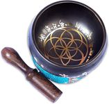 Tibetan Singing Bowl Set - Easy To Play for Beginners - Authentic Handcrafted Mindfulness Meditation Holistic Sound 7 Chakra Healing Gift by Himalayan Bazaar (Black without bag)