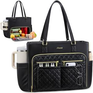 LOVEVOOK Lunch Bag for Women,Work Bag with Insulated Lunch Compartment with Large Cup Holder,17.3 Inch 3 in 1 Laptop Tote Bag for Teacher,Nurse,Travel,Casual,Office,Picnic