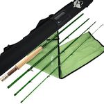 Riverruns S-Glass Fiberglass Fly Fishing Rods 4pc 6’6” LW3, 7’7” LW4, 8’1” LW5 Ultra Light Classic Medium Fast Action Fly Rods (Transparent Green, 8'1''LW5)